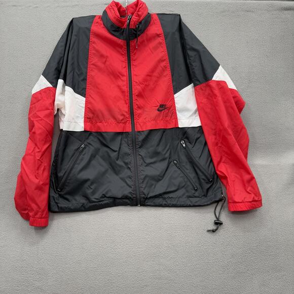 Nike Other - Nike Jacket Mens Small Red Black White Colorblock Windbreaker Full Zip Swoosh